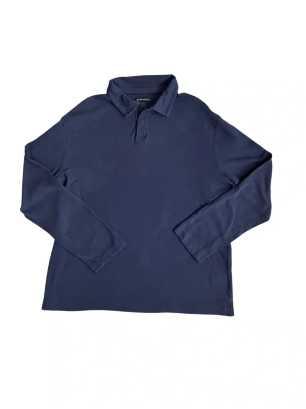 Banana Republic Men's Shirt Navy Long-Sleeve Polo 100% Cotton SZ XL